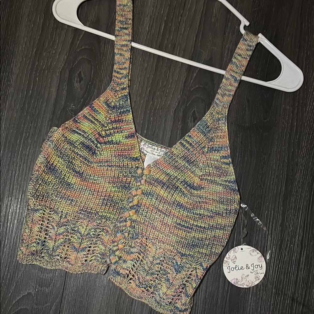 Green and Pink Ruched Sleeveless Crop Tank Top